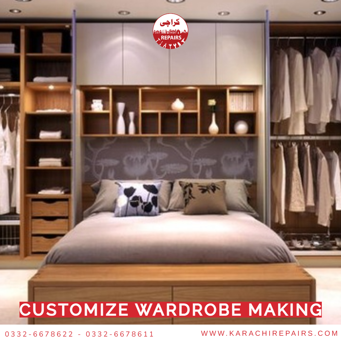 Carpenter fabricating a bespoke built-in wardrobe and custom furniture in Karachi