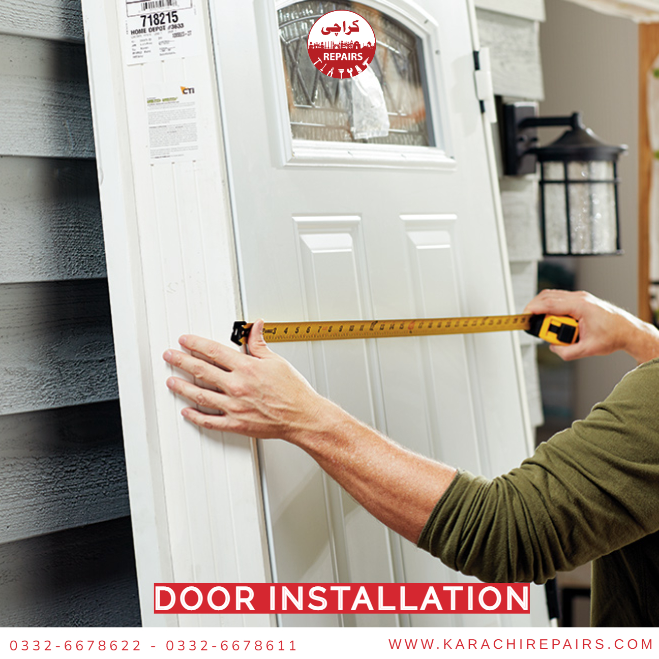 Expert carpenter routing hinge mortises and installing heavy-duty door hardware