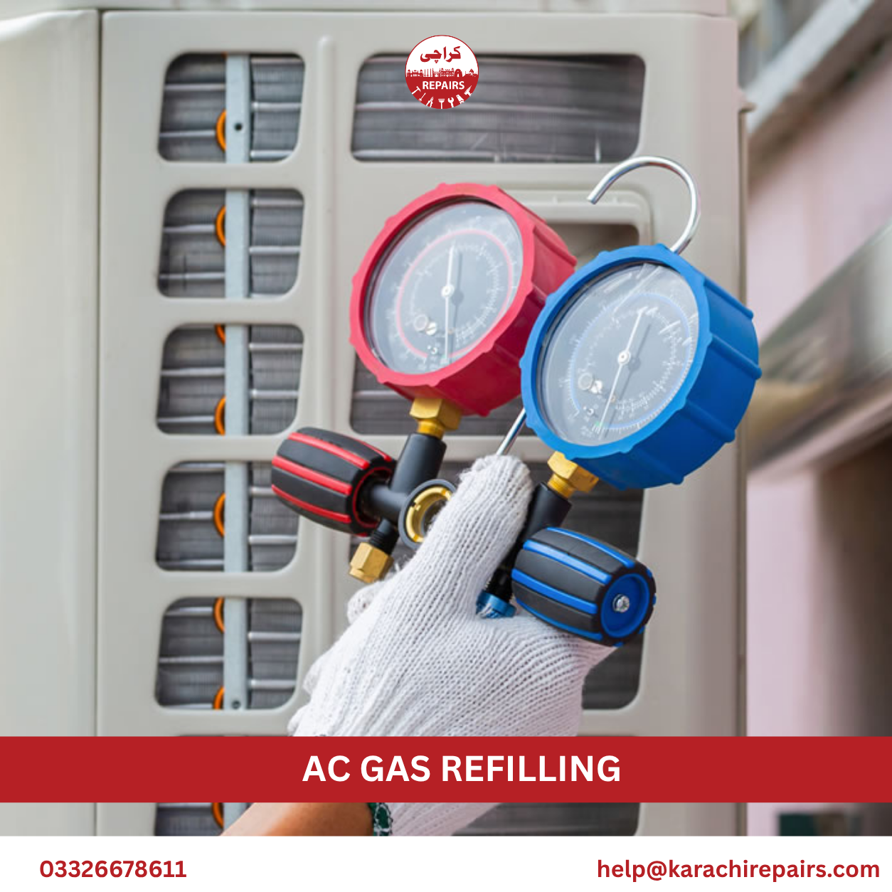 Karachi Repairs technician repairing refrigerant leak before gas refilling