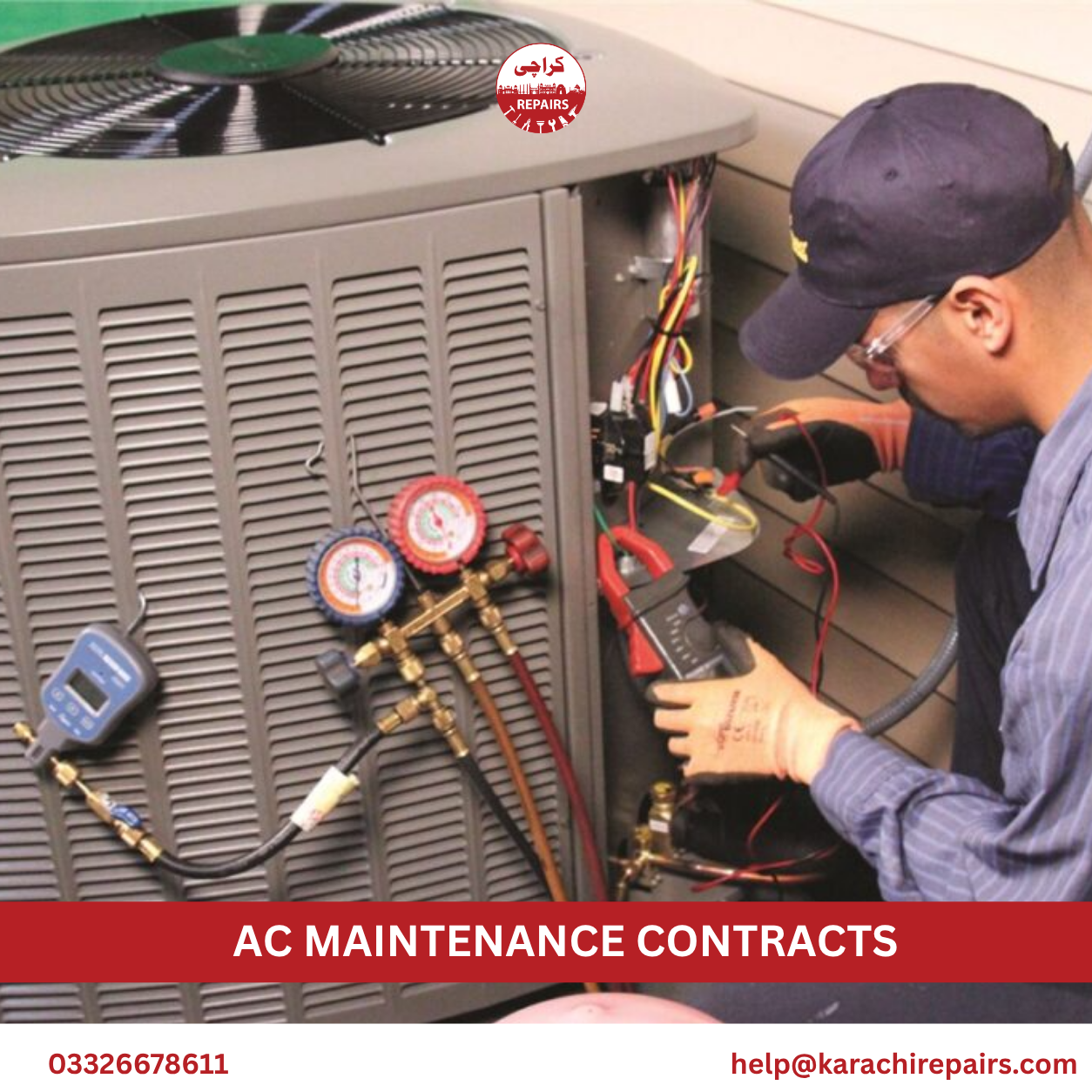 Restaurant AC units maintained under annual contract in Karachi