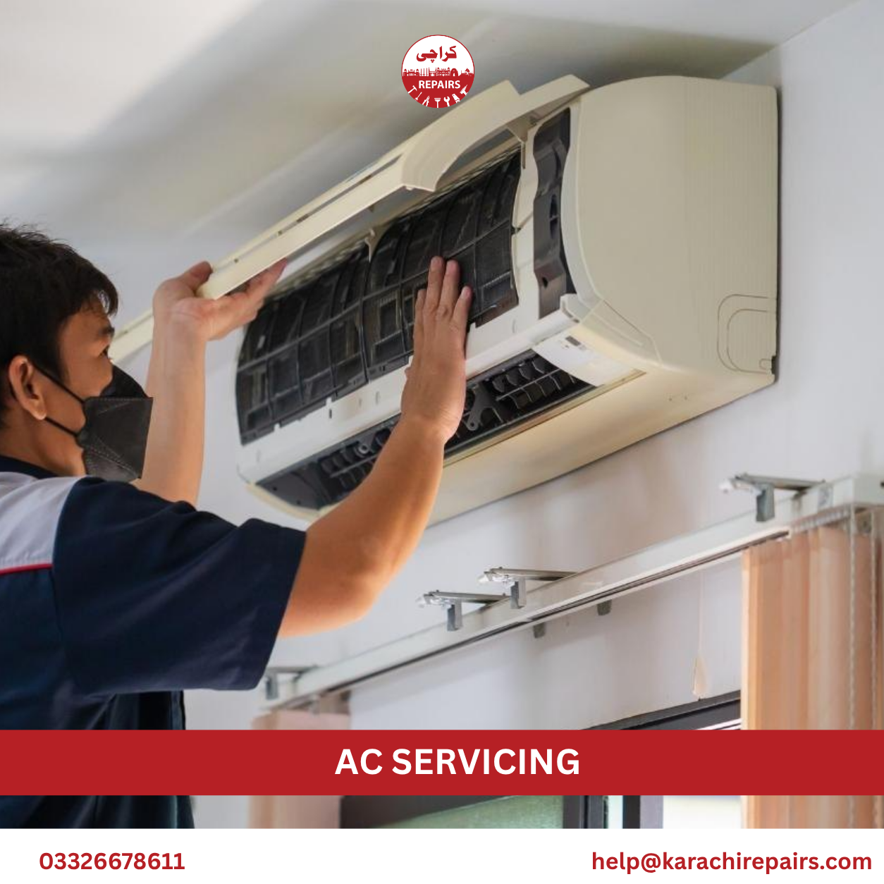 Clean AC unit running efficiently after professional servicing in Karachi