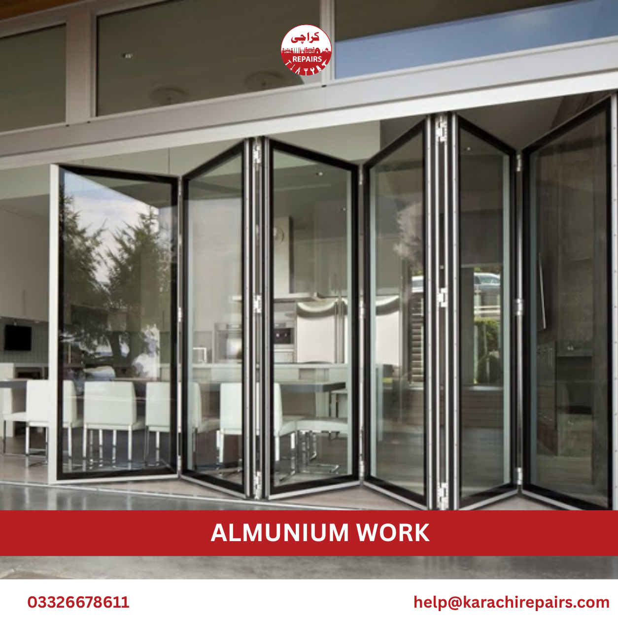 Aluminum kitchen cabinets and false ceiling installation by Karachi Repairs