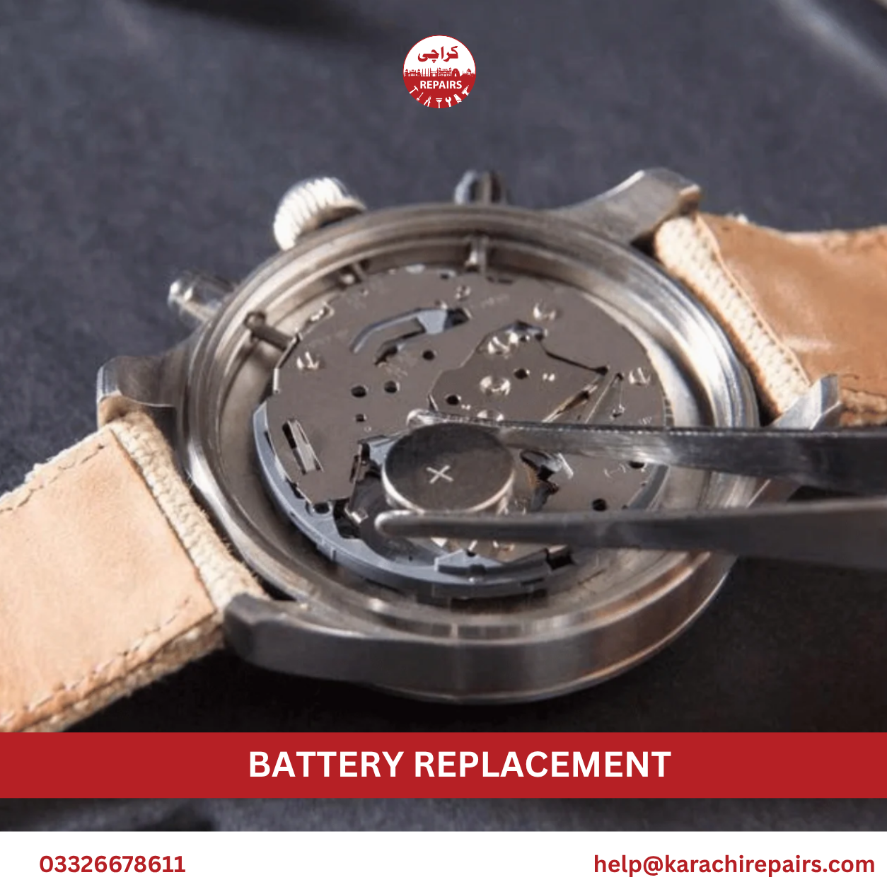 Watch battery replacement service in Karachi by Karachi Repairs