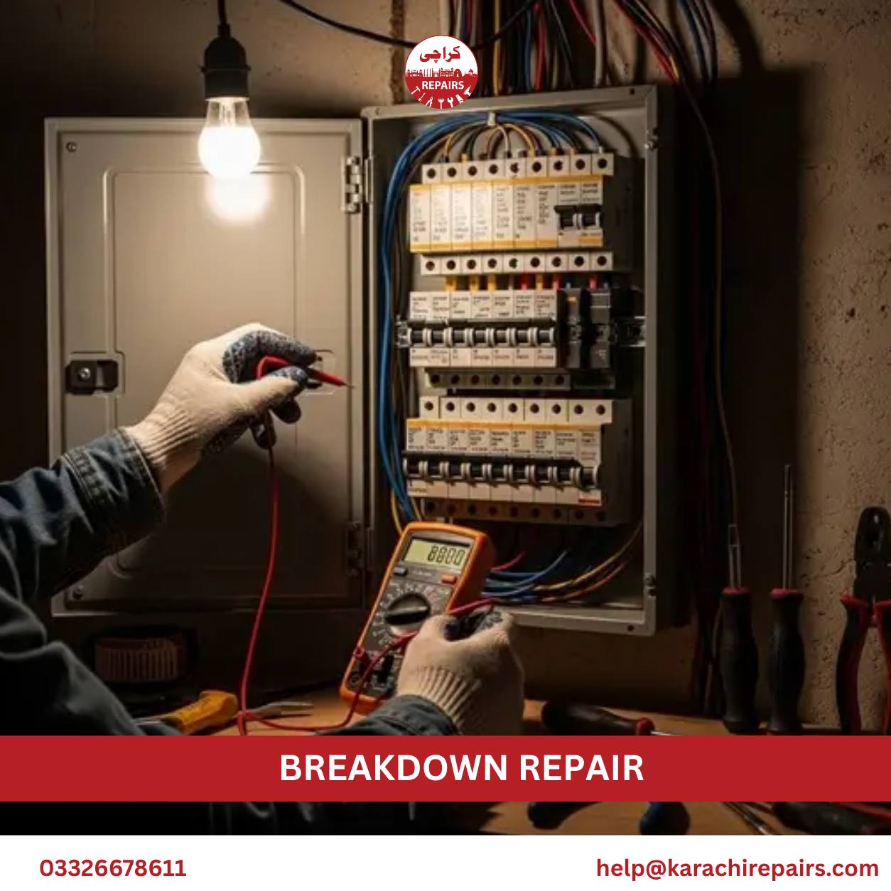 Distribution board repair and circuit breaker fix in Karachi