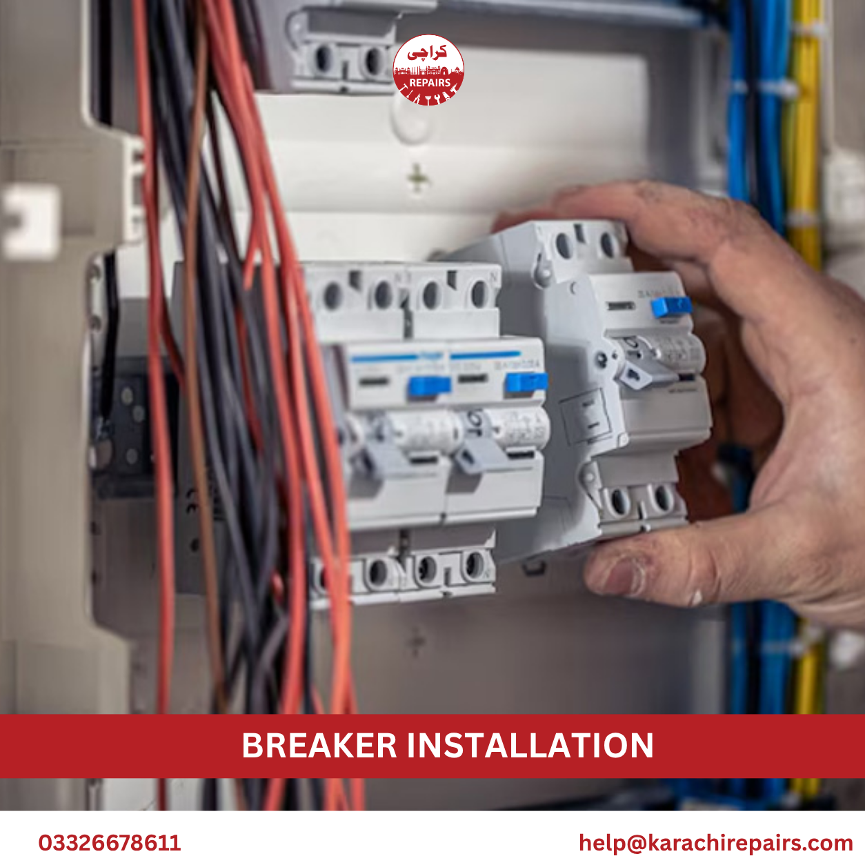 Electrician checking distribution board wiring in Karachi
