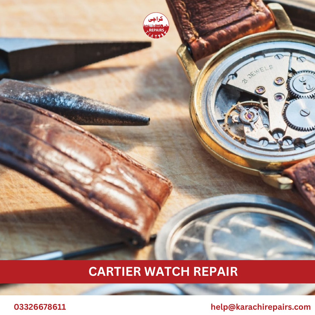 Karachi Repairs technician teams available across Karachi areas for Cartier watch repair