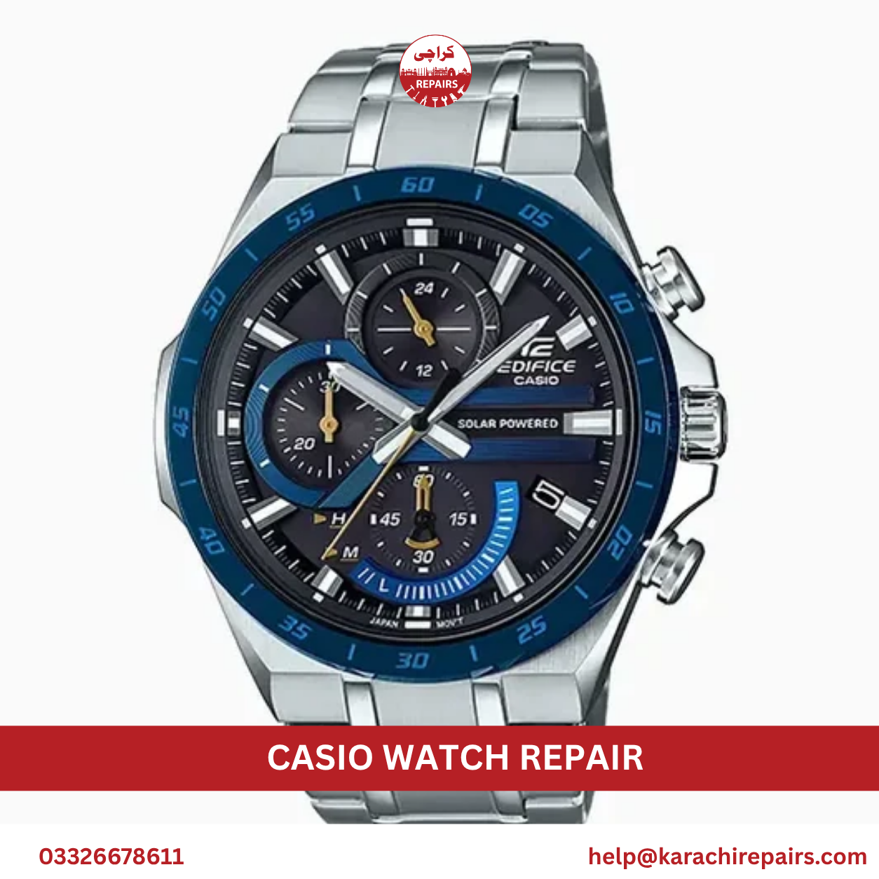 Casio watch battery and module repair in progress