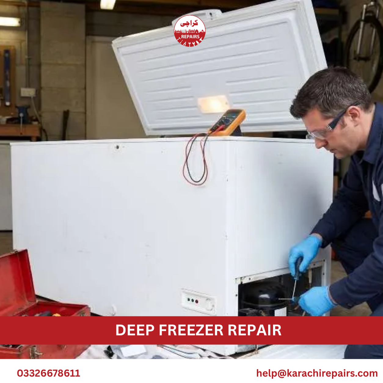 Commercial deep freezer repaired for restaurant in Karachi