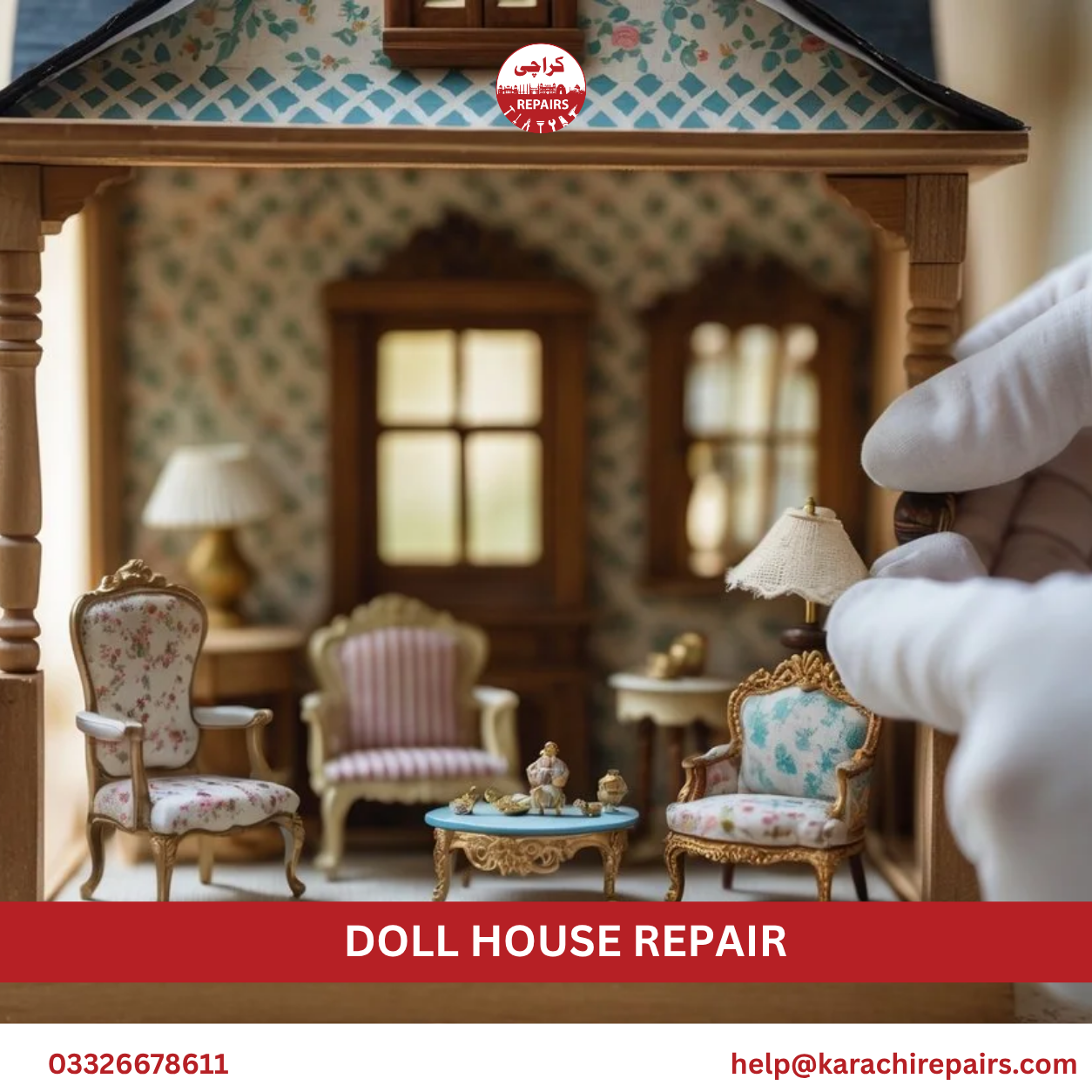 Restored vintage doll house after repair by Karachi Repairs