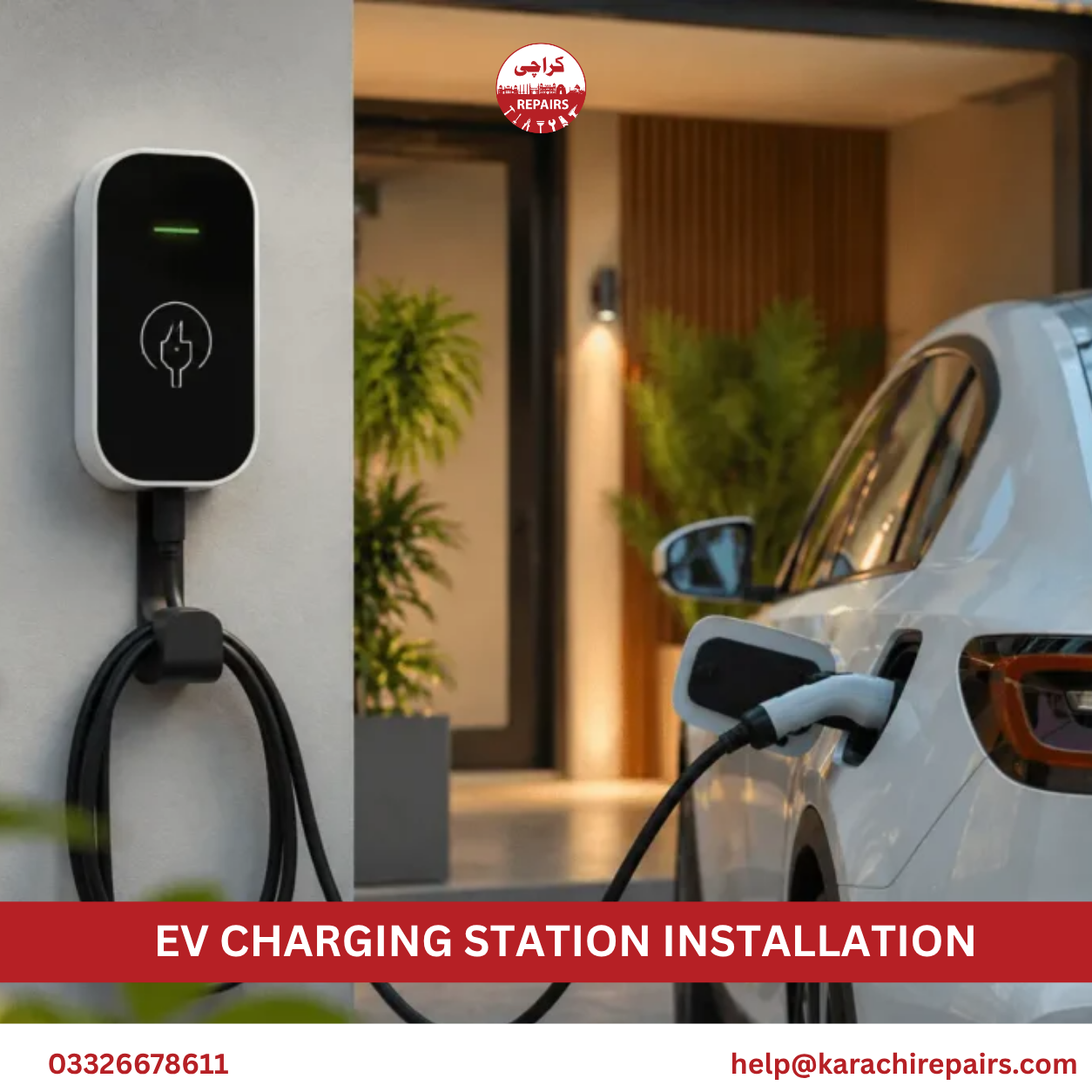 EV charging station completed by Karachi Repairs electricians
