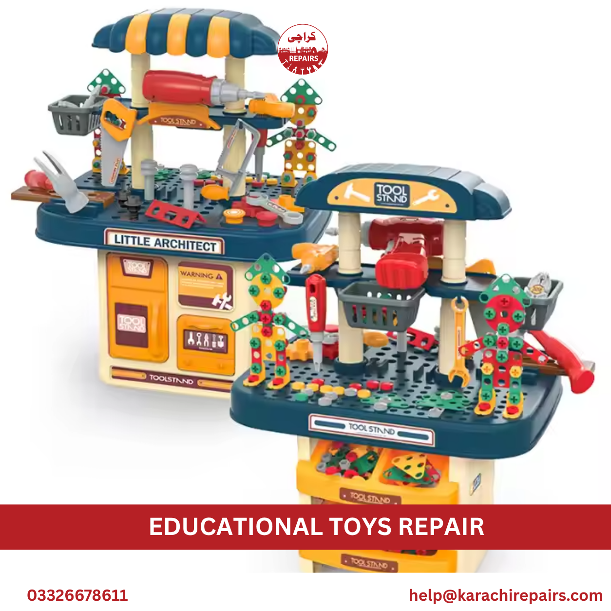 Repaired educational toys ready for delivery in Karachi