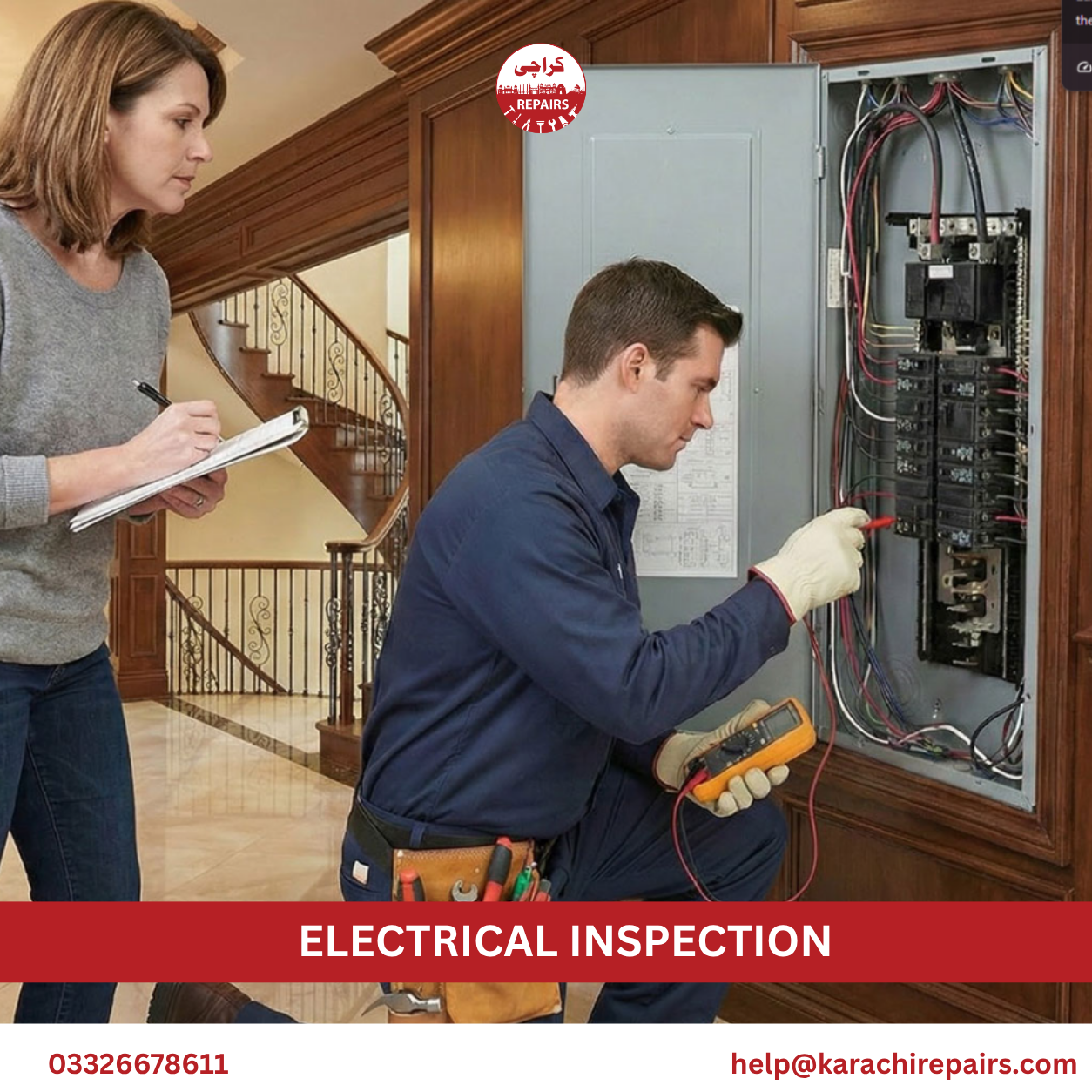 Wiring and earthing inspection in a Karachi property