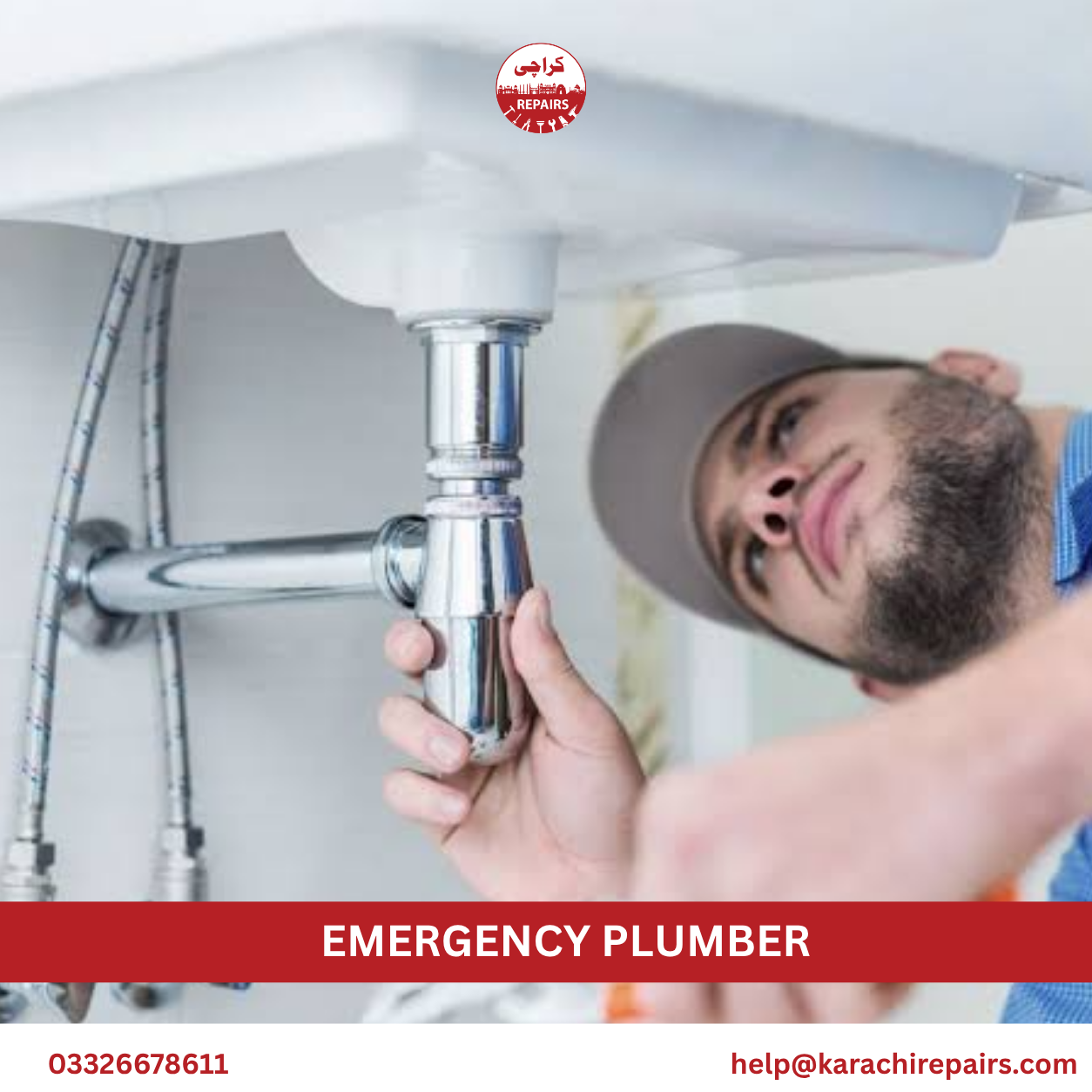 Burst water pipe flooding a room before emergency plumber arrives