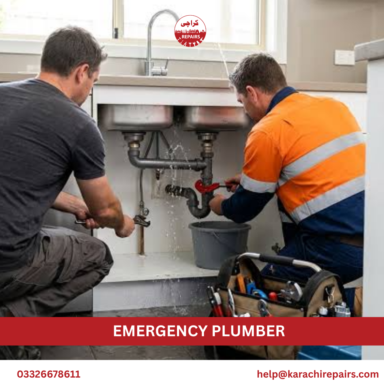 Karachi Repairs emergency plumber team ready with tools