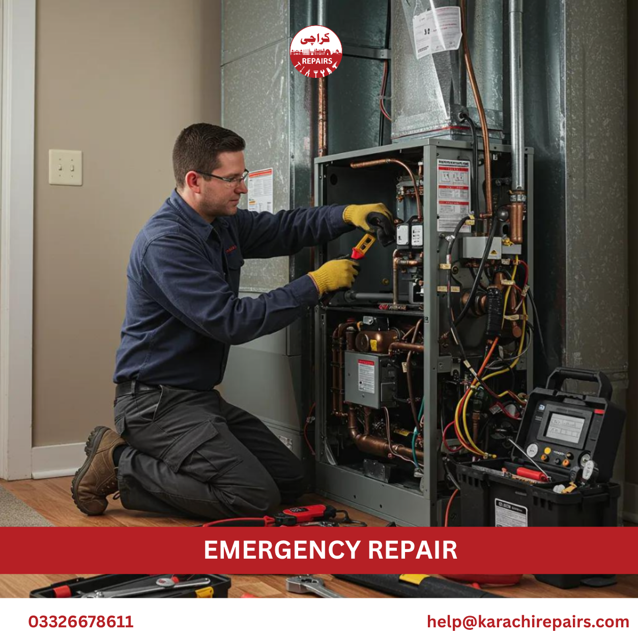 Emergency AC repair completed by Karachi Repairs technician