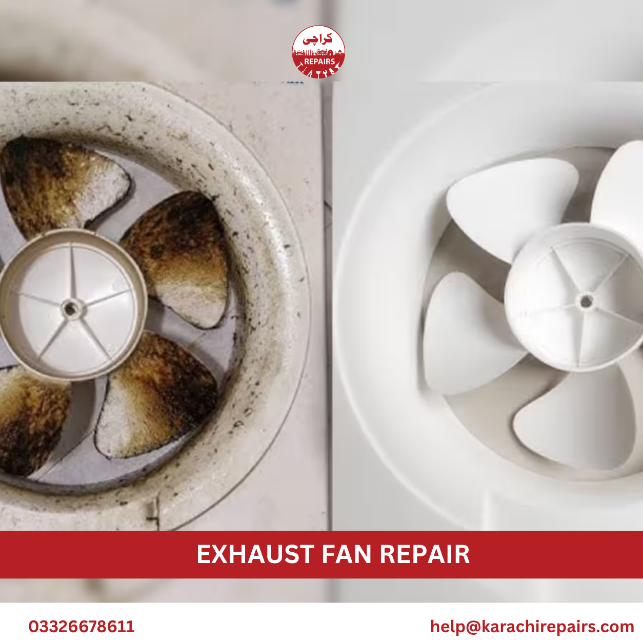 Exhaust fan shutter and capacitor checked by technician