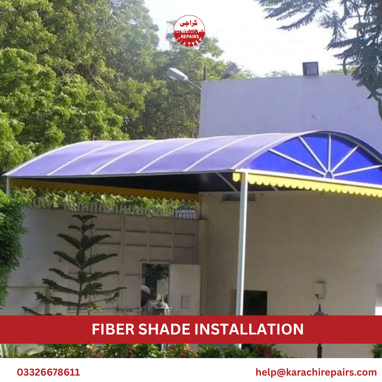 Finished fiber shade with weather resistant coating in Karachi