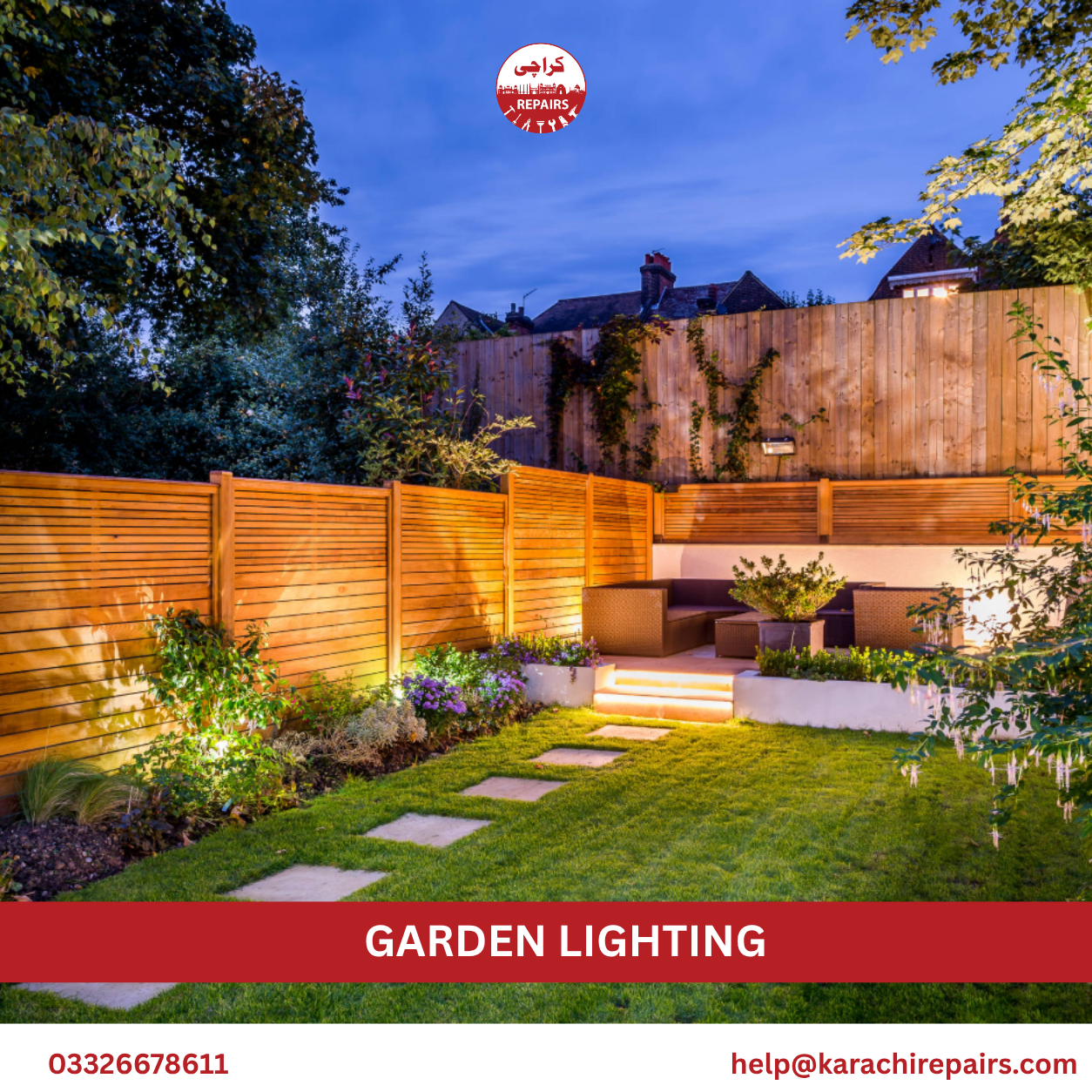 Garden lighting completed by Karachi Repairs electricians