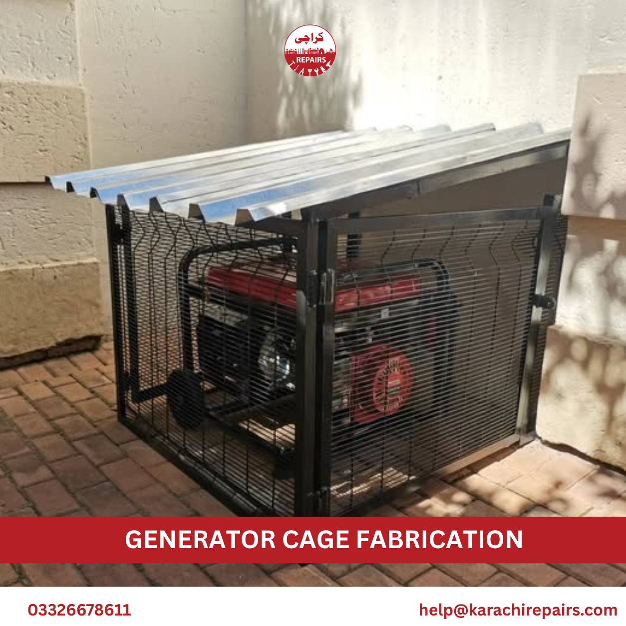 Steel generator cage installed at a property in Karachi