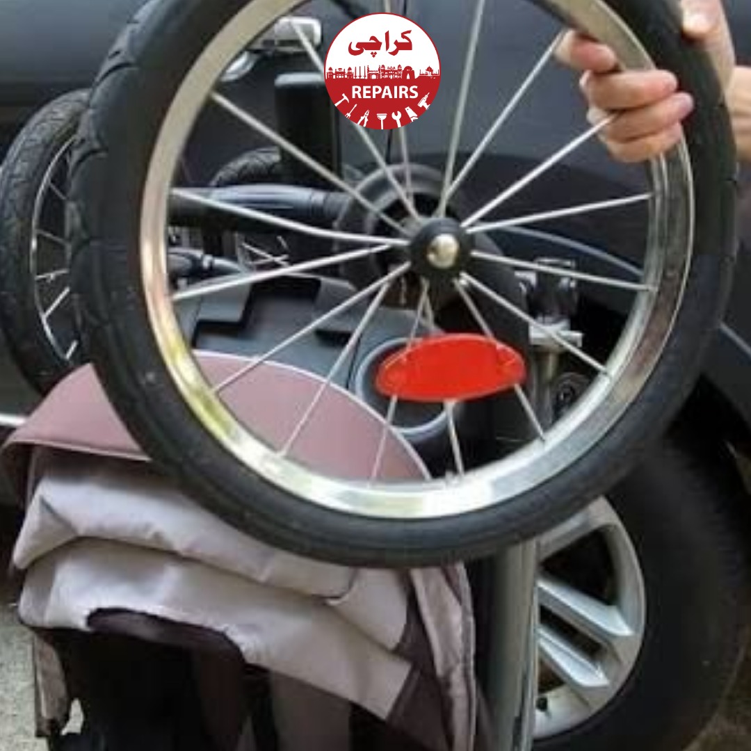 Various types of Graco strollers including FastAction and Double prams being repaired in Karachi