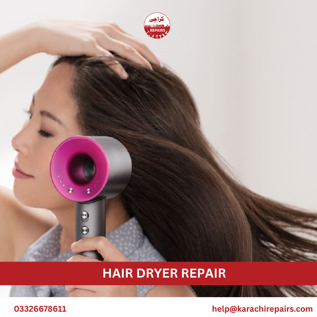 Replacing cord and switch during hair dryer repair at home