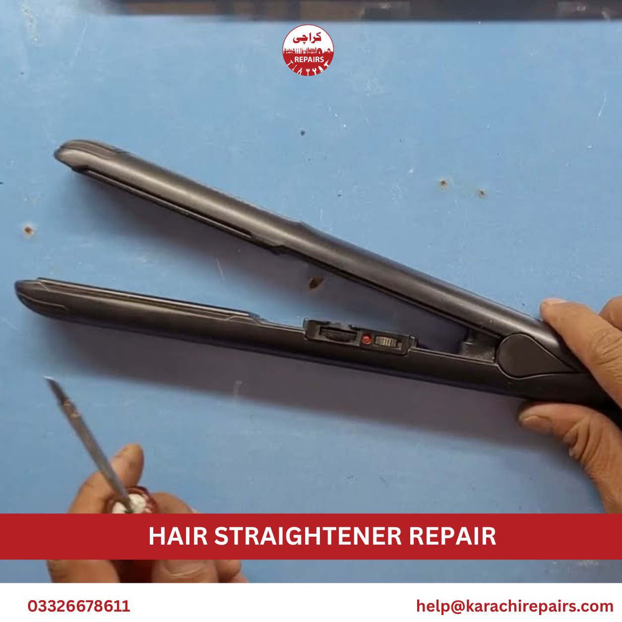 Karachi Repairs team reaching a customer for hair straightener repair within 30 minutes