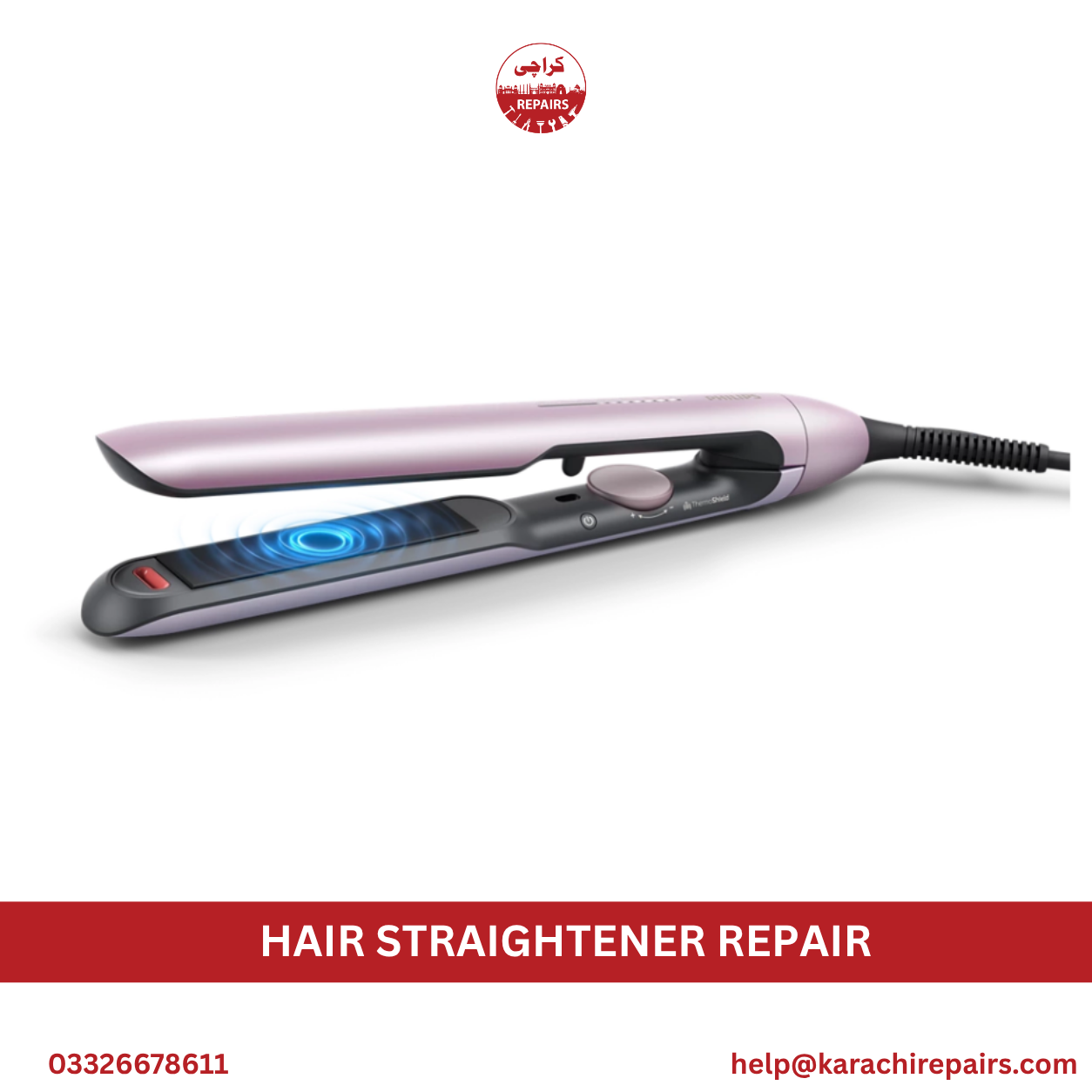 Replacing cord and hinge wiring during hair straightener repair