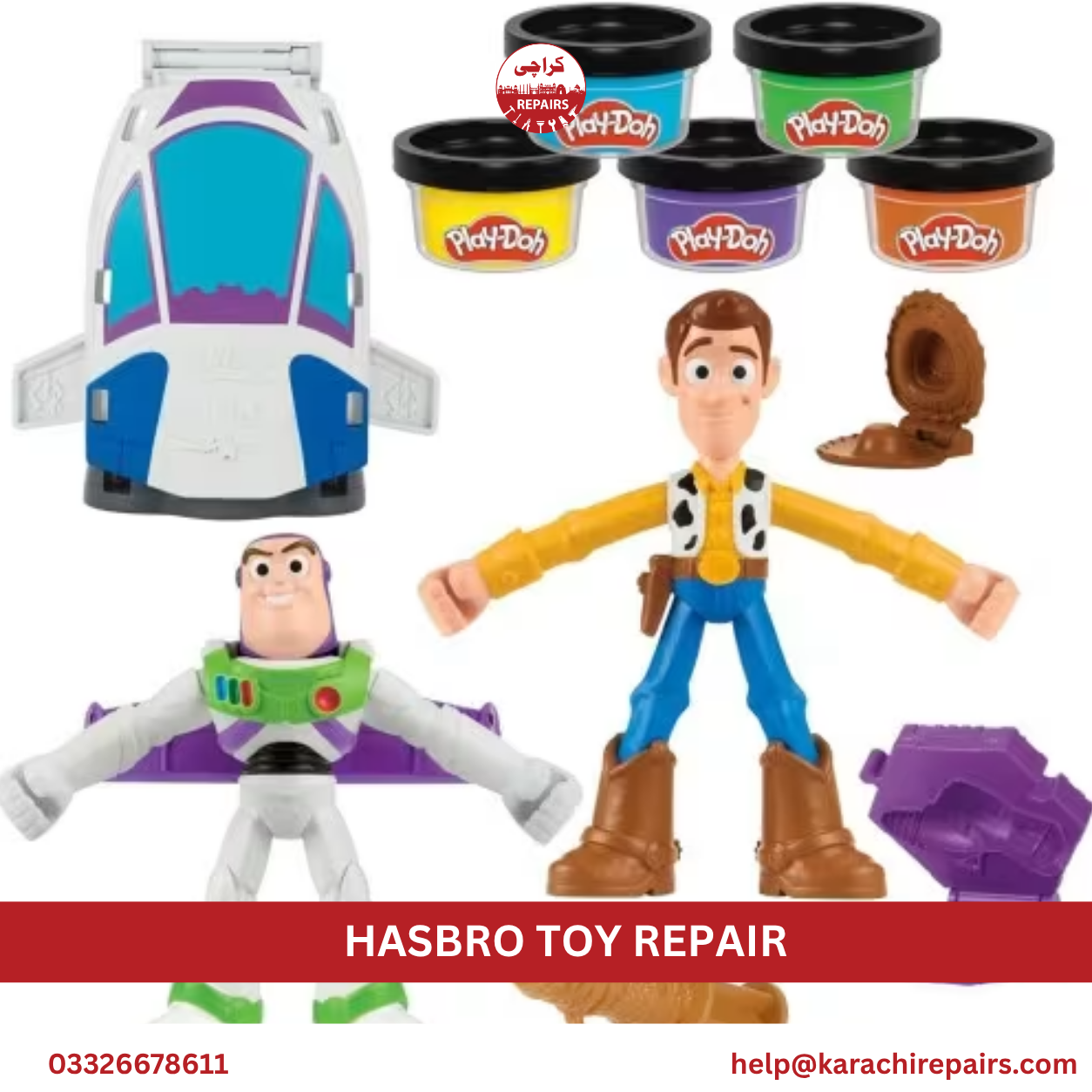 Technician repairing Hasbro toy internal circuit in Karachi