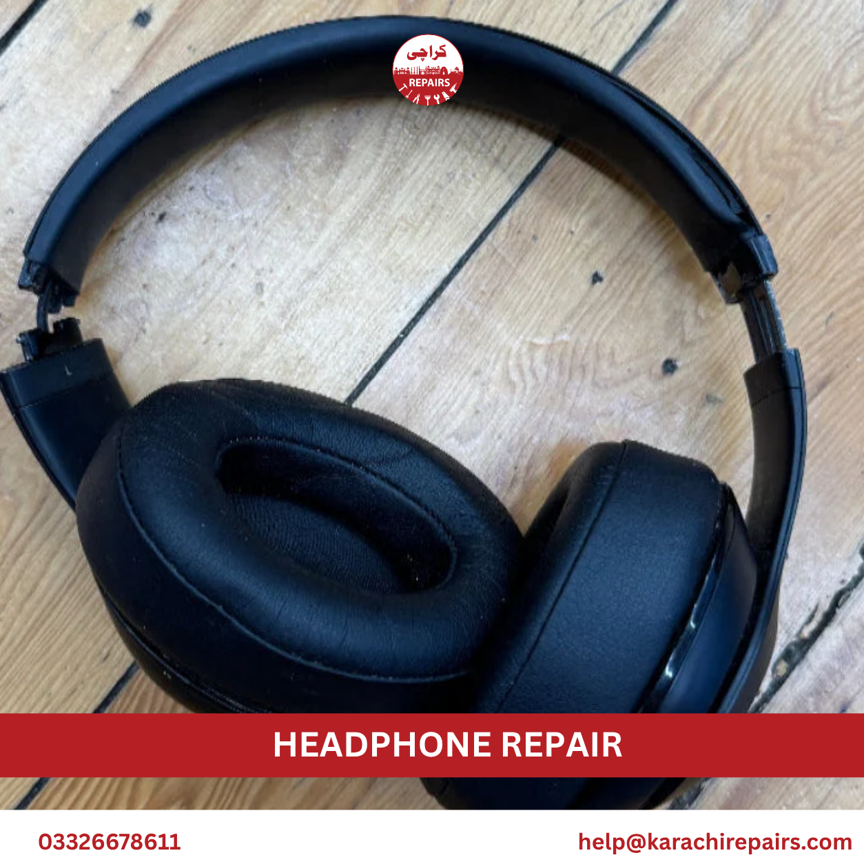 Replacing ear pads and battery during headphone repair in Karachi