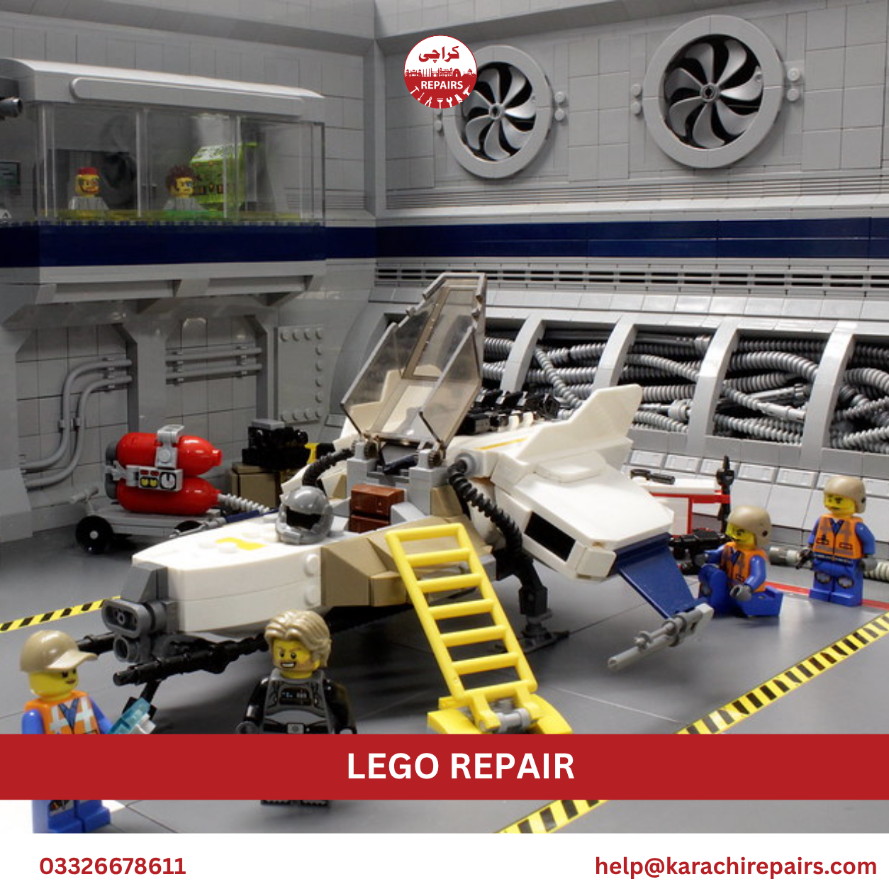 Sorted LEGO bricks and replacement parts laid out for repair