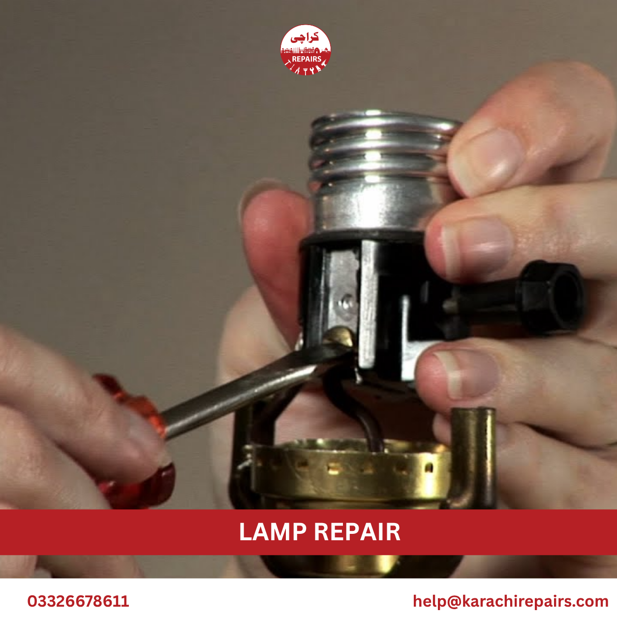 Rewired lamp with new socket and switch in Karachi