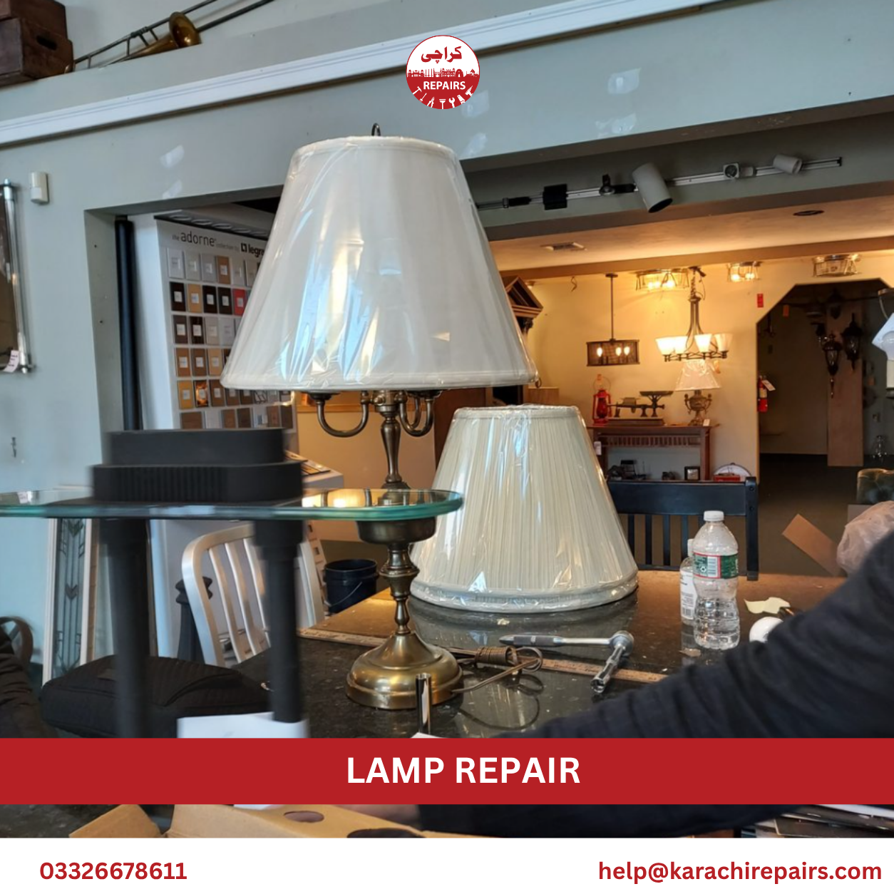 Repaired chandelier and lamp fixtures by Karachi Repairs