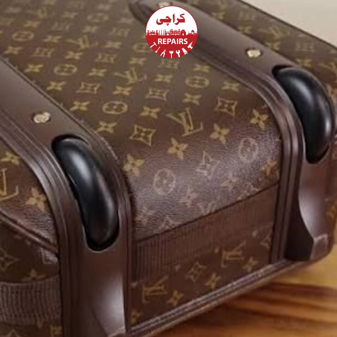 Hard-shell Horizon and canvas Pegase Louis Vuitton luggage bags undergoing comprehensive repair in Karachi