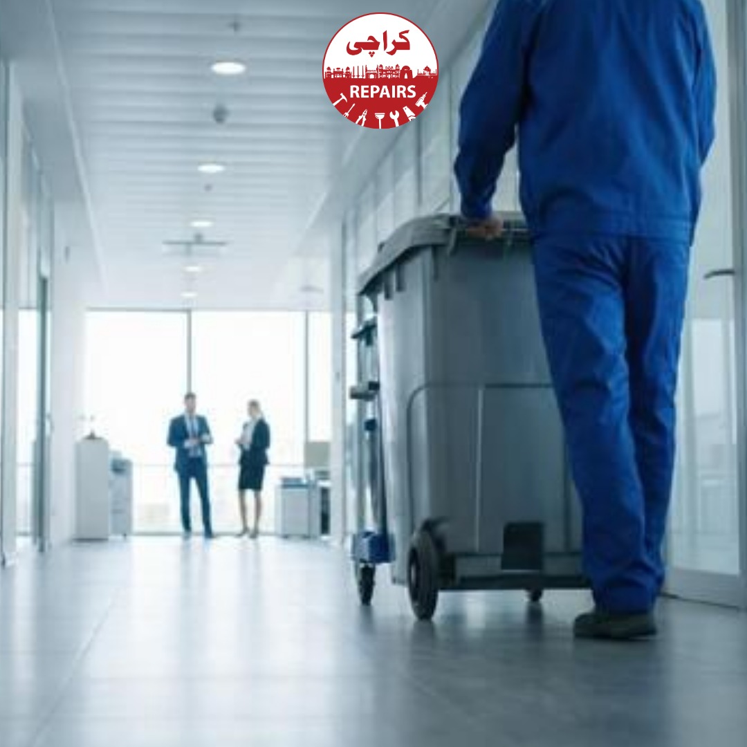 Different types of workspaces including corporate floors and retail shops receiving expert maintenance in Karachi