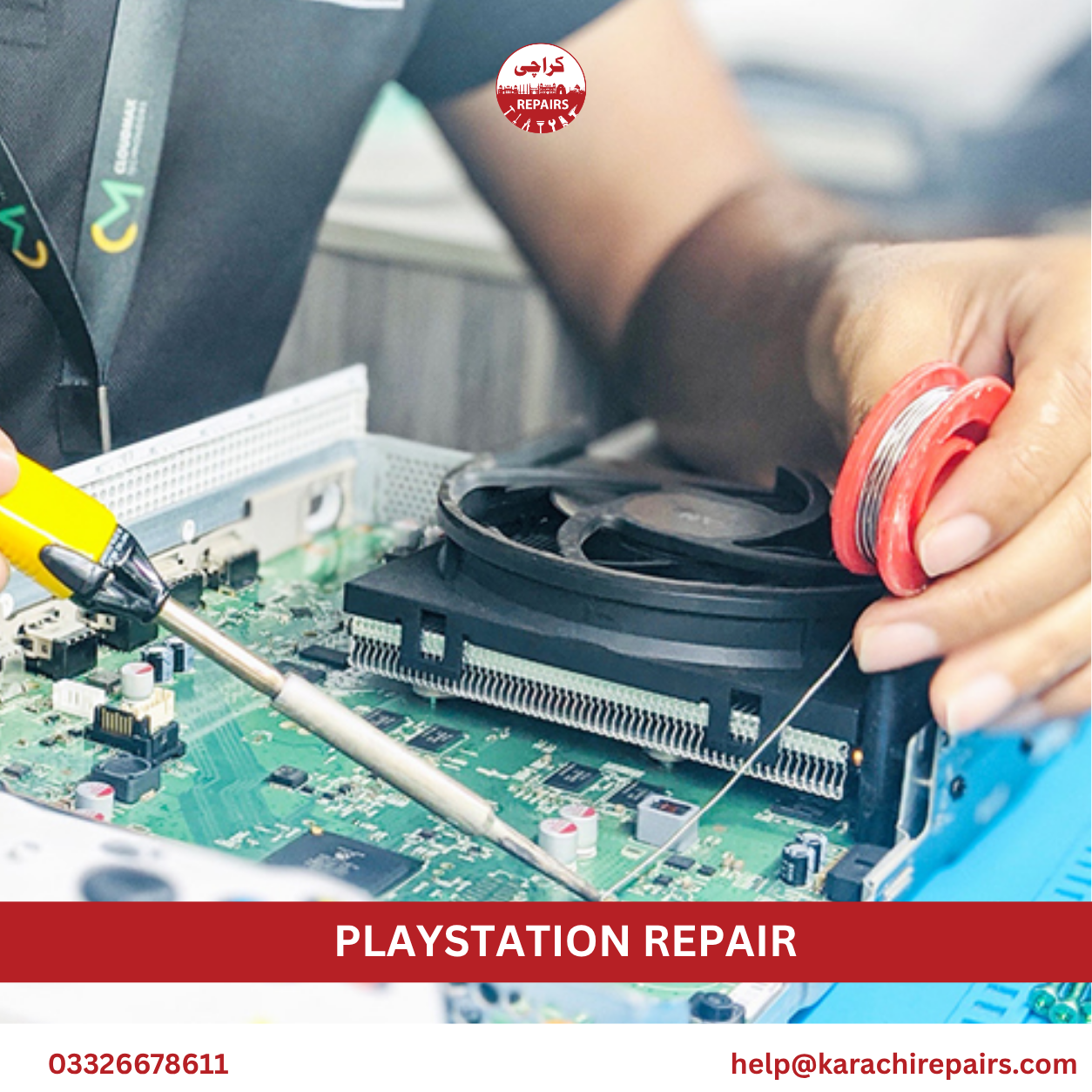 Karachi Repairs team reaching a customer for Playstation repair within 30 minutes