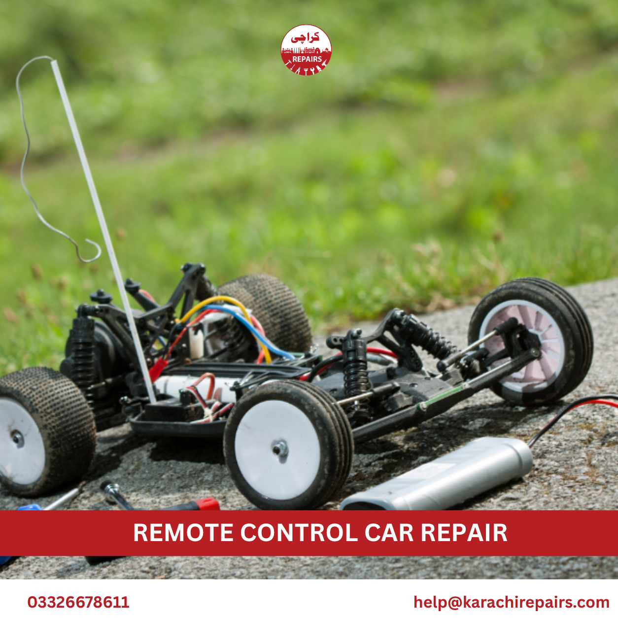 Off-road RC truck suspension and wheel repair in Karachi