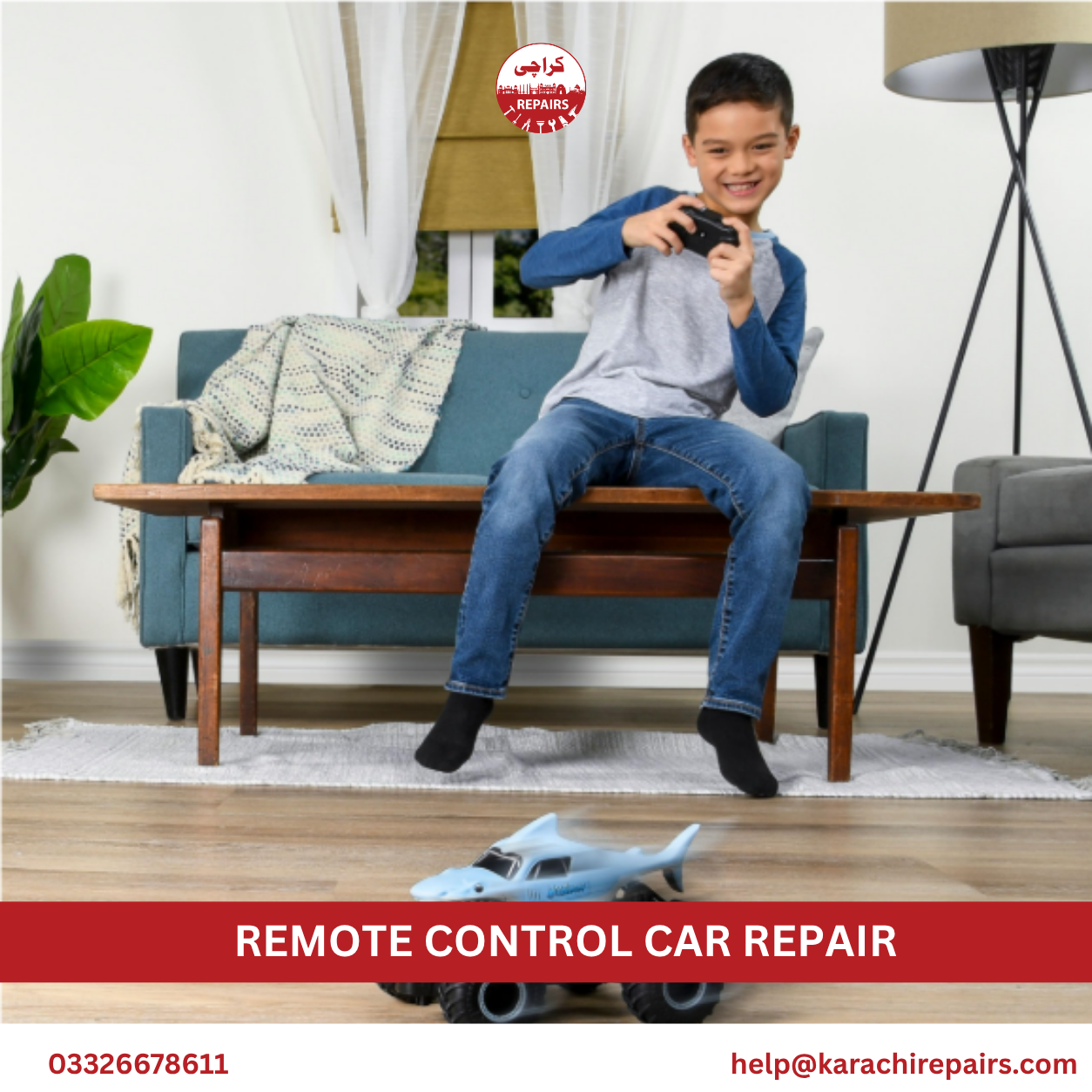Repaired remote control car ready for delivery in Karachi