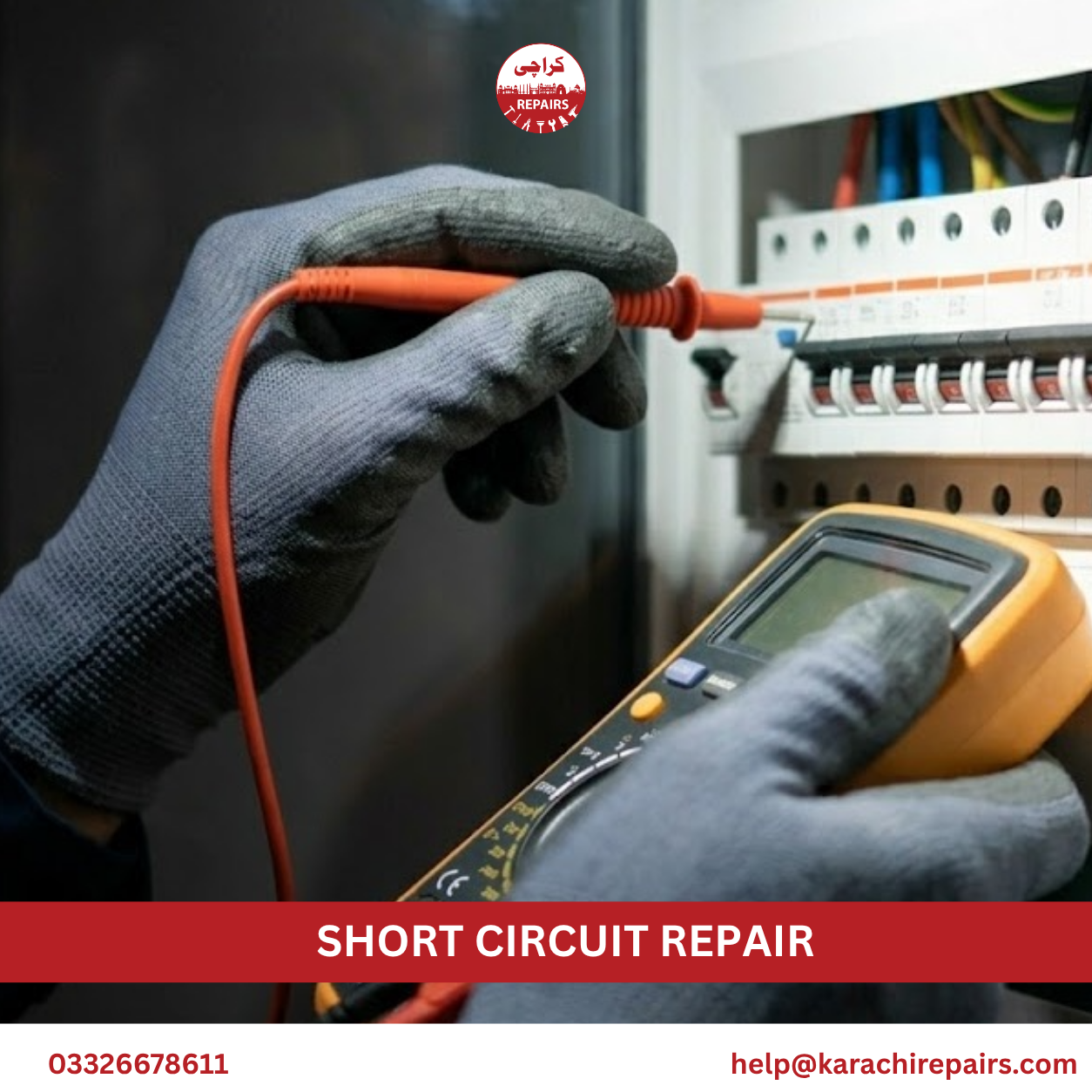 Rewired switchboard after short circuit repair in a Karachi house