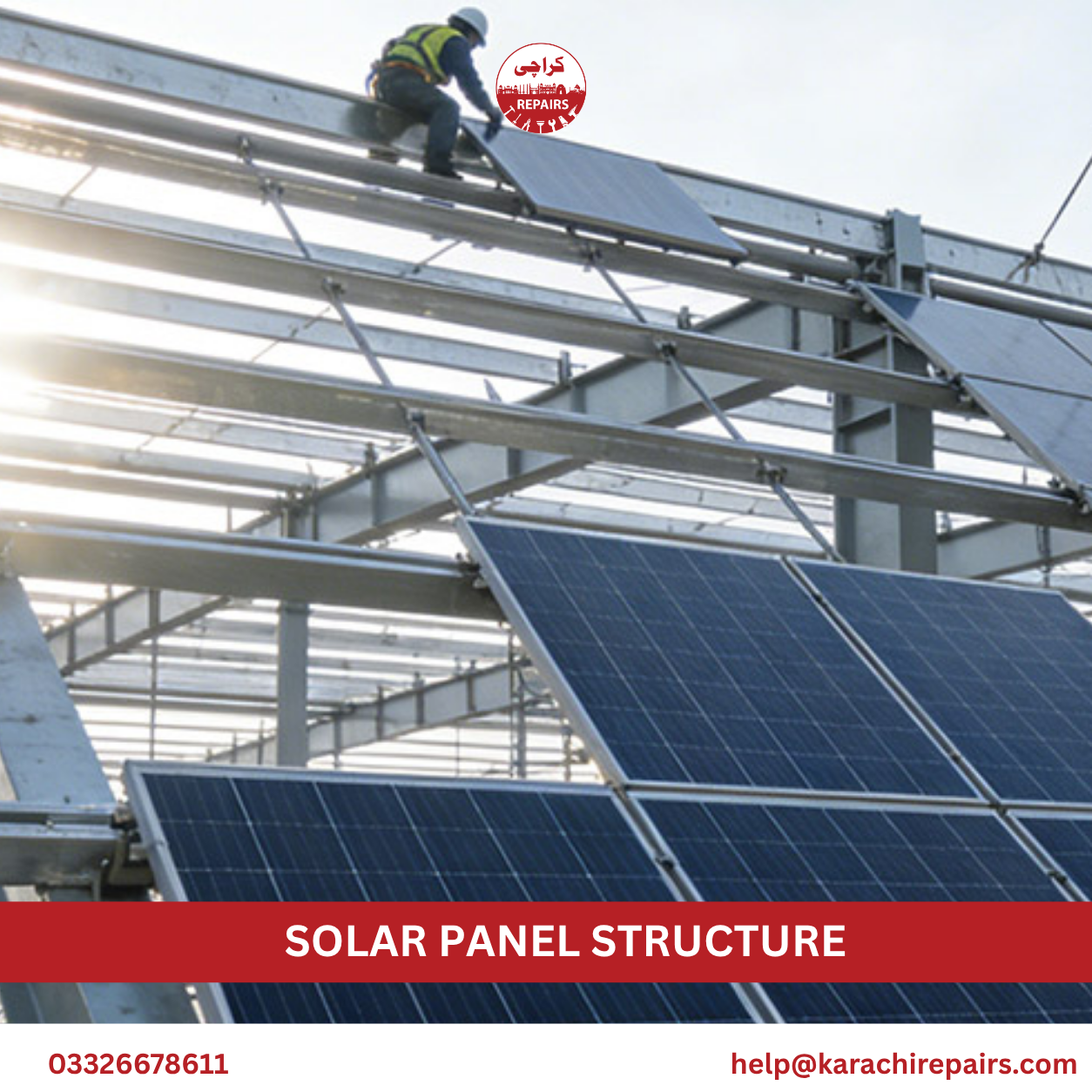 Ground mount solar panel structure welded frame in Karachi