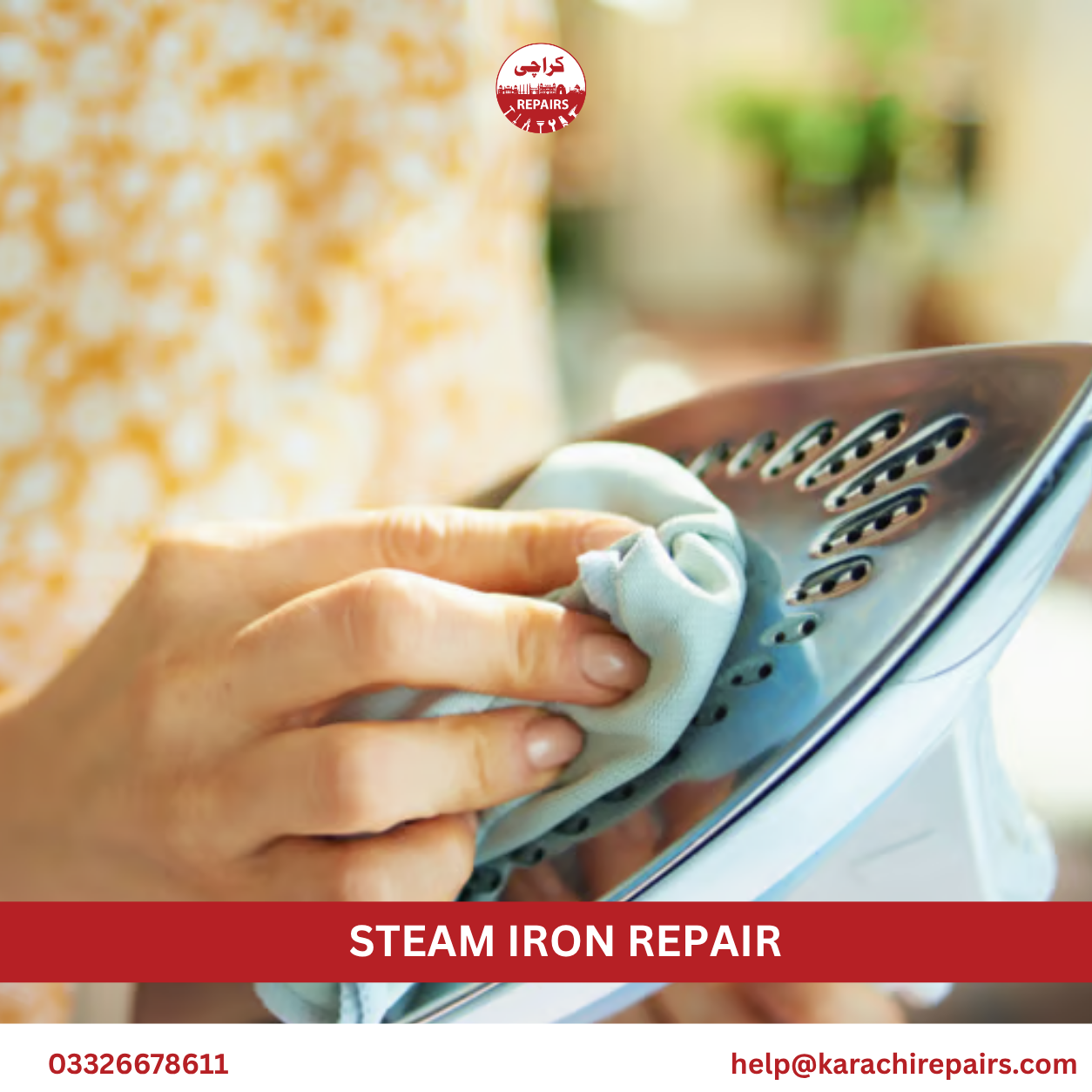 Replacing cord and cleaning steam vents during steam iron repair at home