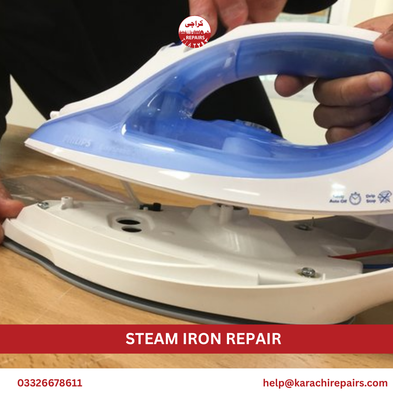 Technician doing steam iron repair in Karachi