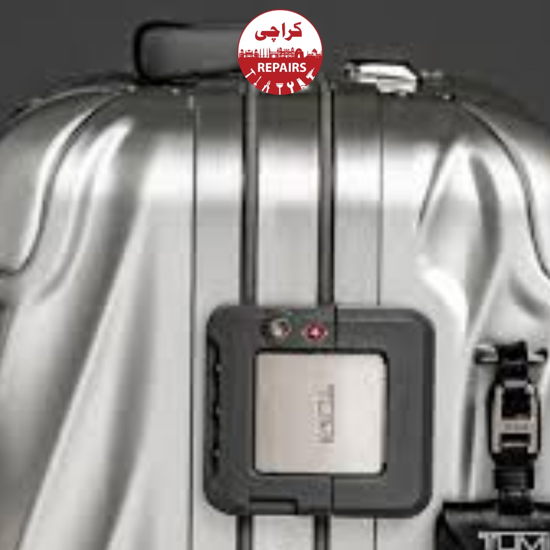 Hard-shell and soft-shell ballistic nylon Tumi luggage bags undergoing repair in Karachi