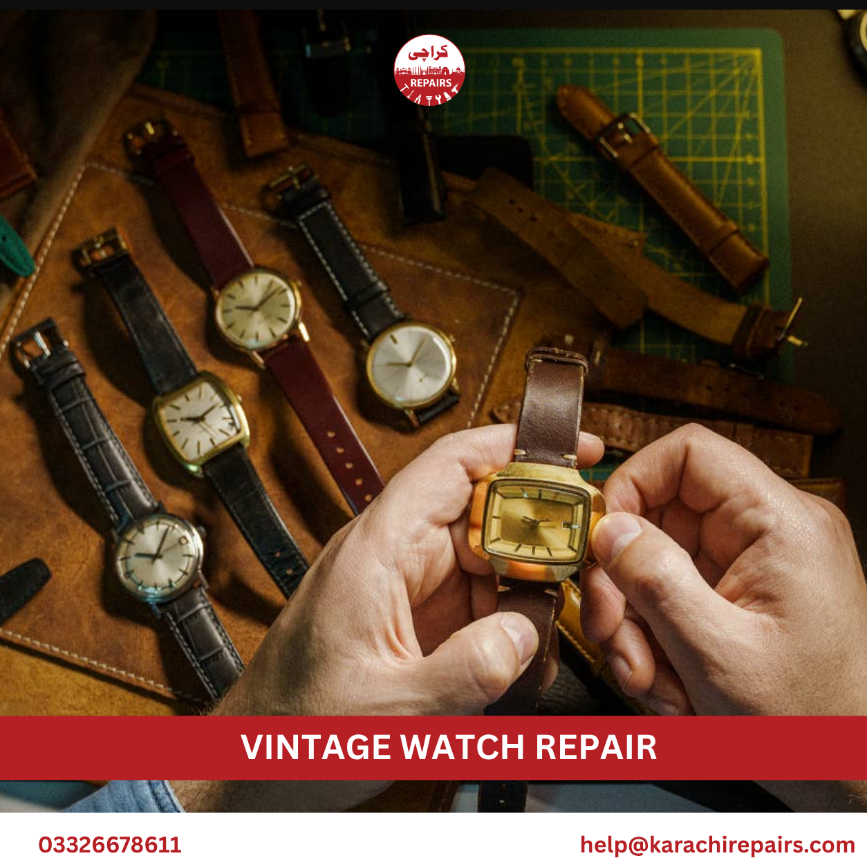 Restored vintage pocket watch after repair in Karachi