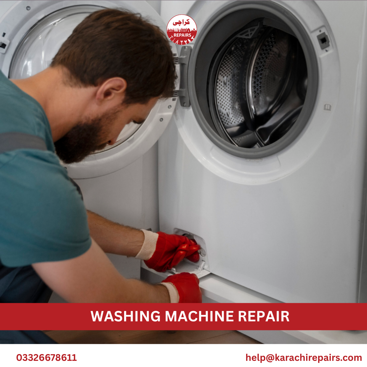 Washing machine motor and belt inspection during repair
