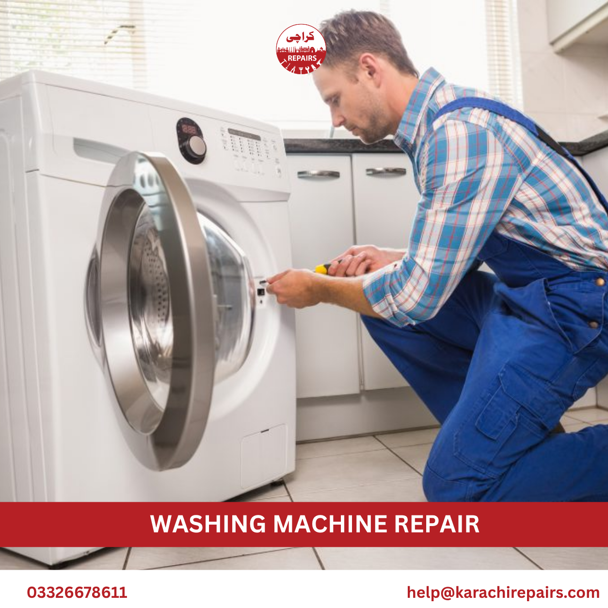 Karachi Repairs technician testing a washing machine after repair