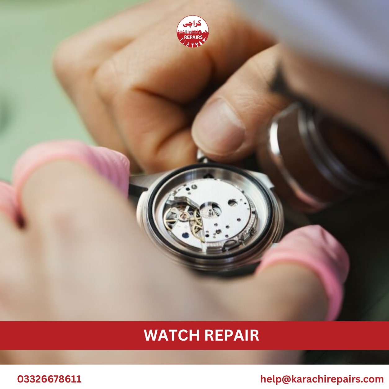 Karachi Repairs watch repair coverage across different areas of Karachi