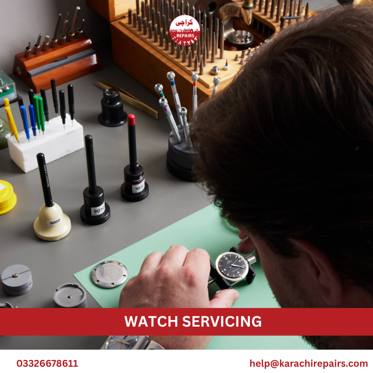 Technician regulating a watch movement for accurate timekeeping