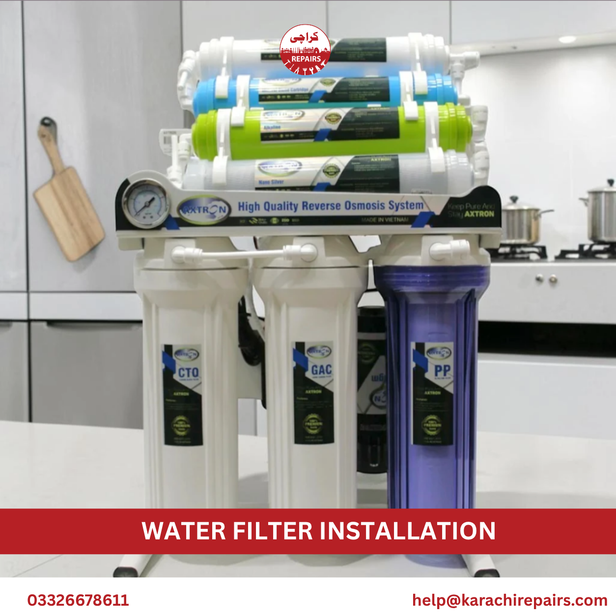 Whole house water filtration system installation Karachi