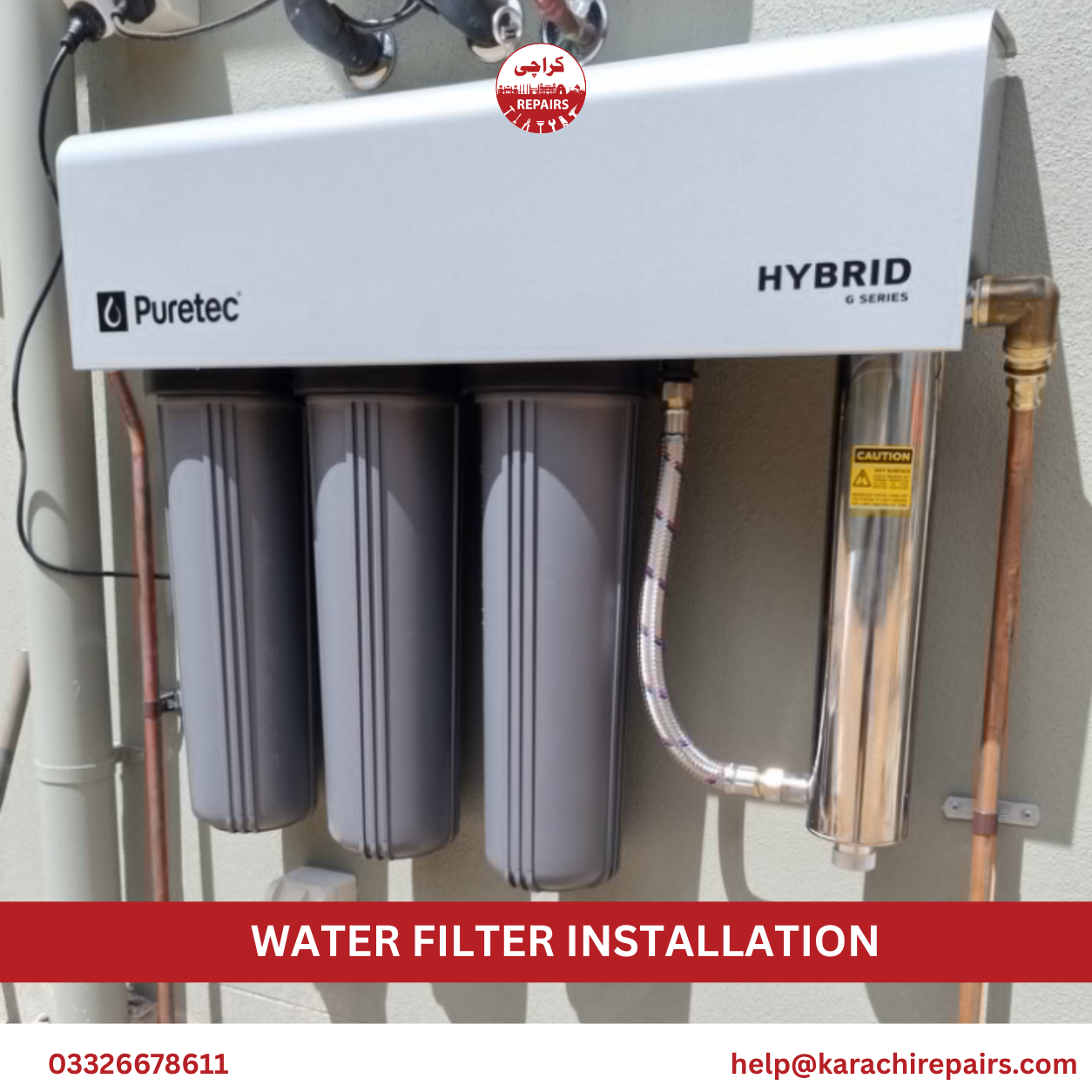 RO water filter system installation under kitchen sink Karachi