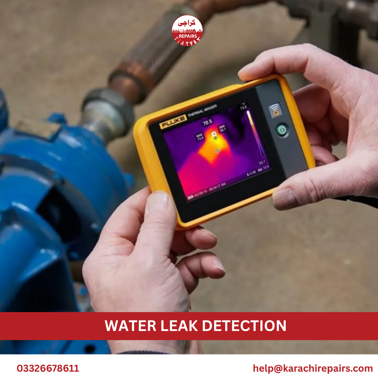 Pressure testing of a water pipe line to locate a leak